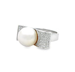 Load image into Gallery viewer, Pearl and Pave' Diamond ring-Final Sale