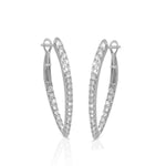 Load image into Gallery viewer, 14K White Gold Diamond Inside/Out Pointed Hoop Earrings
