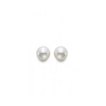 Load image into Gallery viewer, MASTOLONI 6.5-7mm Akoya Stud Pearl Earrings in 18K Yellow Gold