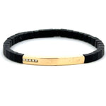 Load image into Gallery viewer, Stretchable Black Ceramic And 18K Yellow Gold Diamond Bar Bracelet