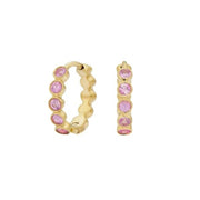 SETHI COUTURE 18K Yellow Gold Modern Bezel Pink Sapphire Huggies