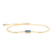 18K Yellow Gold Blue Sapphire Baguette Bar Bracelet