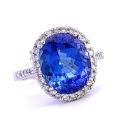 Tanzanite and Diamond Halo Ring