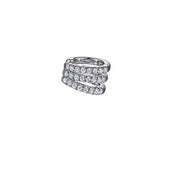 14K White Gold Three Row Diamond Single Ear Cuff