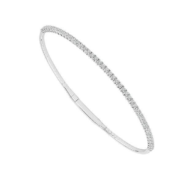 14K White Gold Flexible Diamond Bangle Bracelet