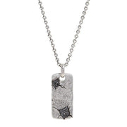 JOHN VARVTOS Crack Sterling Silver Black Diamond Pendant Dogtag Necklace