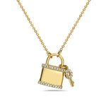 Load image into Gallery viewer, 14K Yellow Gold Lock and Key Diamond Necklace
