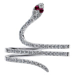 Load image into Gallery viewer, Diamond Snake Ring with Ruby Eyes
