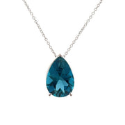 14K White Gold Pear London Blue Topaz Pendant