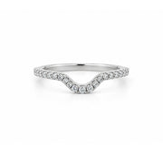 ESTATE 14K White Gold Contoured Frame Diamond Pave Band