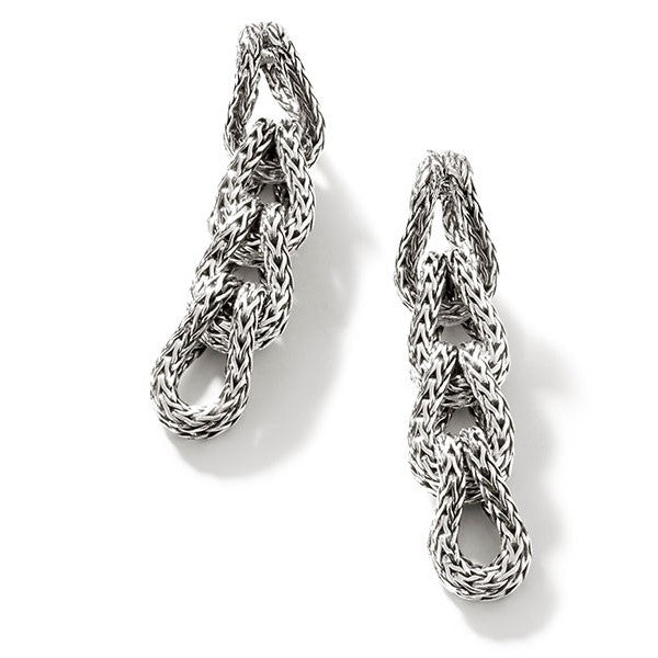 Asli Classic Chain Link Silver Drop Earrings