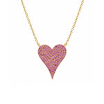 Load image into Gallery viewer, 14K Yellow Gold Pave' Pink Sapphire Heart Pendant Necklace