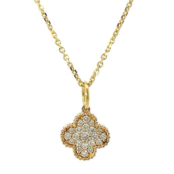 14K Yellow Gold Diamond Clover Necklace