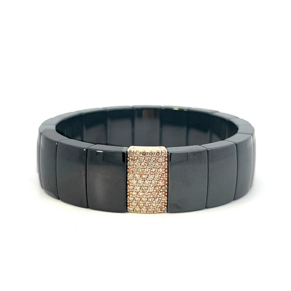 ROBERTO DEMEGLIO Domino Black Ceramic Stretchable  Bracelet With Diamond Square