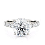 Load image into Gallery viewer, MICHAEL M 18K White Gold Round Diamond Side Stone and Hidden Halo Engagement Ring
