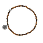 Load image into Gallery viewer, JOHN VARVATOS Skull Sterling Silver Tigers Eye Beaded Single-Strand Bracelet, 3mm Beads