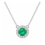 Load image into Gallery viewer, 14K White Gold Emerald and Diamond Pendant Necklace