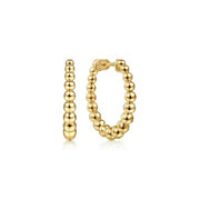 14K Yellow Gold 20mm Beaded Hoop Earrings