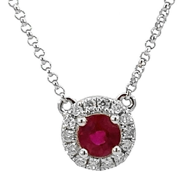 Ruby and Diamond Pendant Necklace