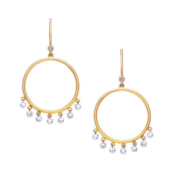 Cien Rose Cut Diamond Circle Drop Earrings