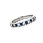 Load image into Gallery viewer, 18K White Gold Alternating Diamond and Sapphire Eternity Ring
