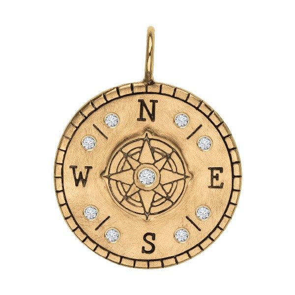 HEATHER B. MOORE 1Gold Raised Compass Round Charm