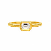 14K Yellow Gold Bezel Emerald Diamond Ring