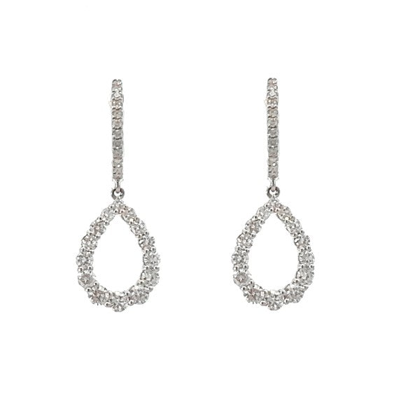 14K White Gold Diamond Teardrop Earrings