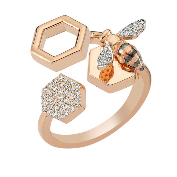Honey Bee Diamond Honeycomb Ring