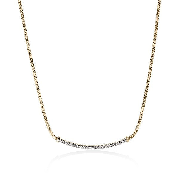 JOHN HARDY Essentials 14K Yellow Gold Pavé Bar Necklace 1.8mm
