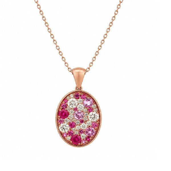 18K Rose Gold Pink Sapphire and Diamond Confetti Pendant Necklace