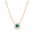 Load image into Gallery viewer, 14K Yellow Gold Emerald and Diamond Halo Necklace