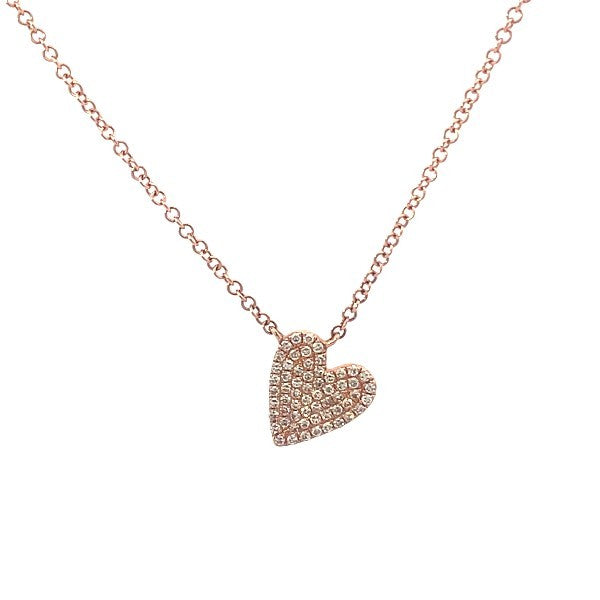 14K Rose Gold Diamond Heart Necklace