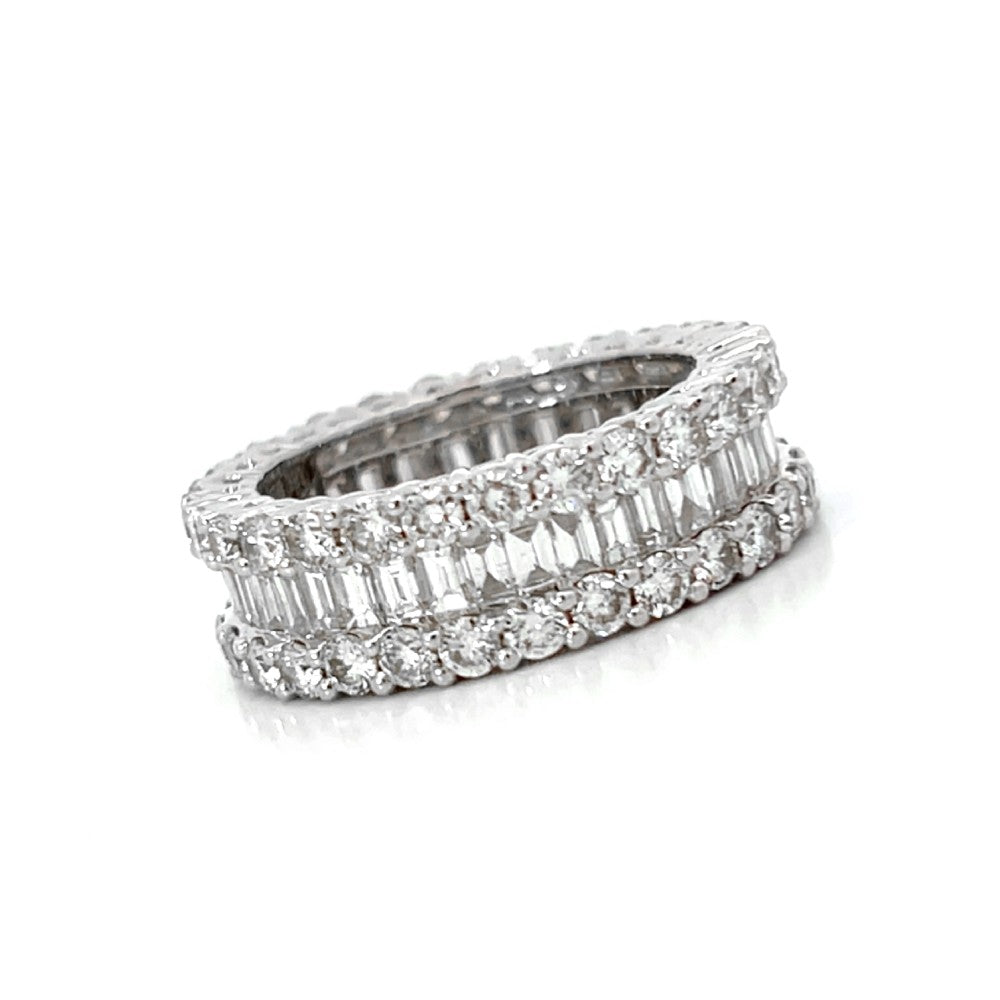 18K White Gold 3-Row Diamond Eternity Band