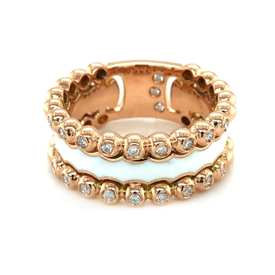 CASATO 18K Rose Gold Bou Boulette Diamond Ceramic Ring