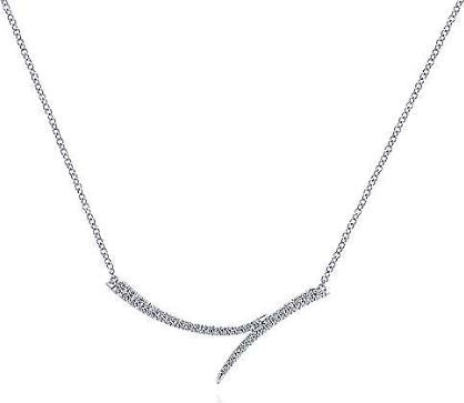 Curved Bypass Bar Necklace With Diamonds