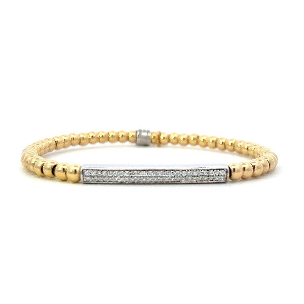 18K Yellow Bead and White Bar Diamond Bracelet