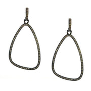 Oxidized Sterling Silver Organic Loop Earring With Gray Diamonds