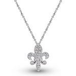 Load image into Gallery viewer, Diamond Small Fleur Di Lis Necklace
