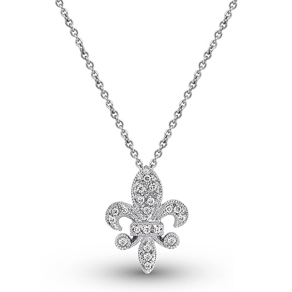 Diamond Small Fleur Di Lis Necklace