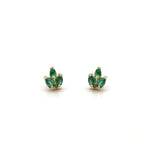 Load image into Gallery viewer, 14K Yellow Gold Marquise Emerald Stud Earrings