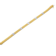14K Yellow Gold Beaded and Diamond Station Bracelet