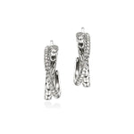 Load image into Gallery viewer, JOHN HARDY Essential Pavé Crossover Earring, Sterling Silver, Diamonds, 20.5mm
