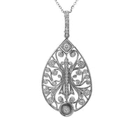 18K White Gold Diamond Scroll Pendant