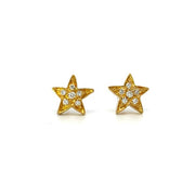 18K Yellow Gold Shooting Star Diamond Stud Earrings