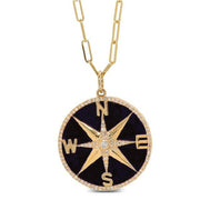 14K Yellow Gold and Black Onyx Compass Medallion