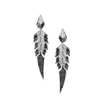 Load image into Gallery viewer, STEPHEN WEBSTER 18K White Gold Magnipheasant Tail Feather Pave Earrings