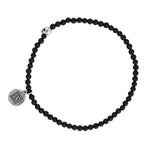 Load image into Gallery viewer, JOHN VARVATOS Skull Sterling Silver Onyx Beaded Single-Strand Bracelet, 3mm Beads