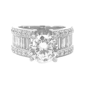 18K White Gold 3-Row Diamond Engagement Ring