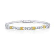SLOANE STREET Sterling Silver and 18K Yellow Gold White Topaz Bangle Bracelet